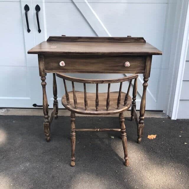 Before photo of small desk and chair