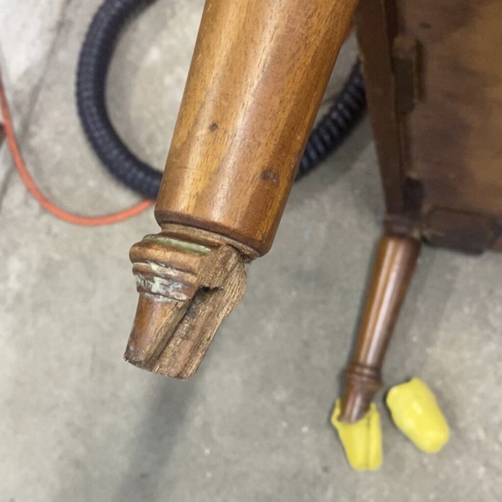 Broken leg on a dresser
