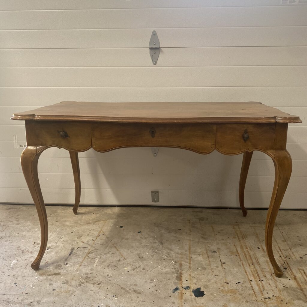 Before photo of French Provincial wooden writing desk