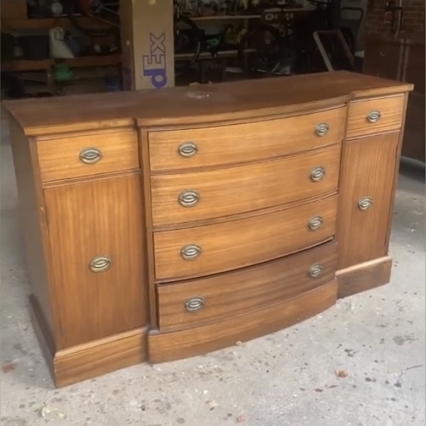before photo of vintage hepplewhite sideboard