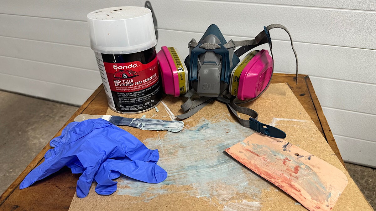 Photo of supplies needed for Bondo Repairs