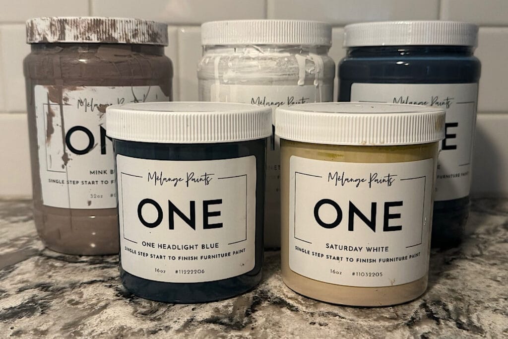 Photo of five jars of ONE by Melange Paints