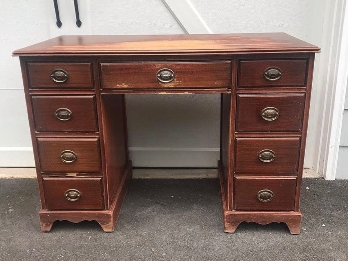 Before photo of wood mahogany dresser
