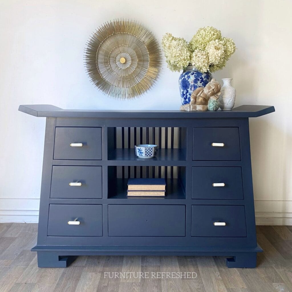 After photo of Chinoserie sideboard.