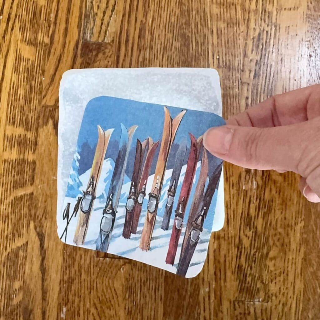 Cut design shown with the tile it will be adhered to.