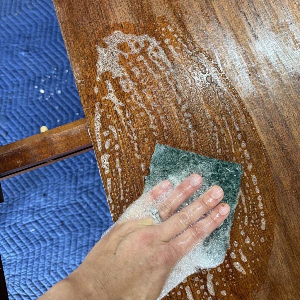 Cleaning the stripper residue with soap and water