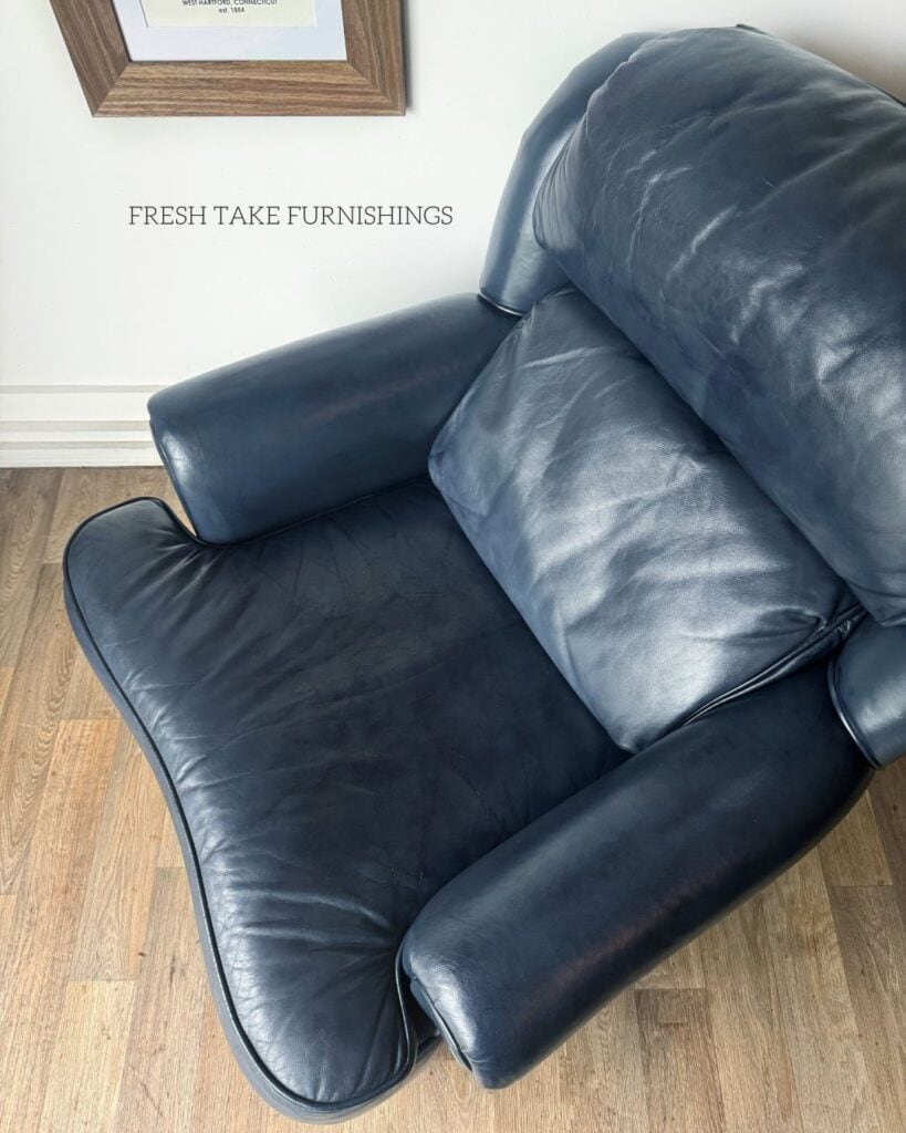 After photo of chair, looking down onto the seat.