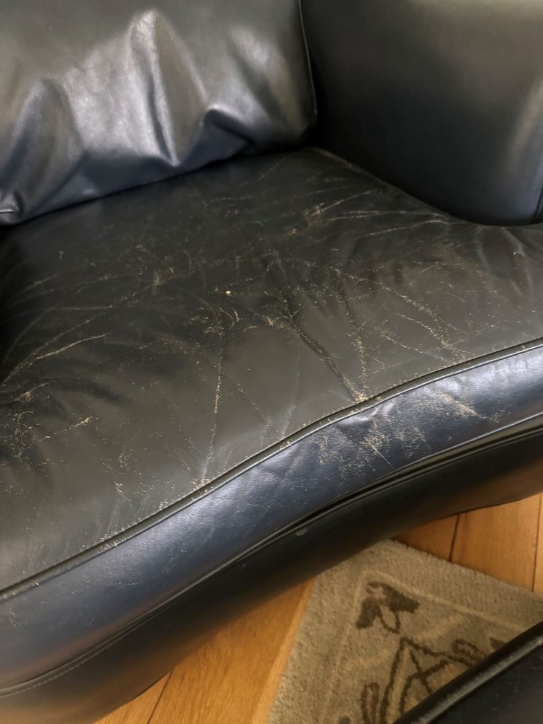before photo of chair cushion.