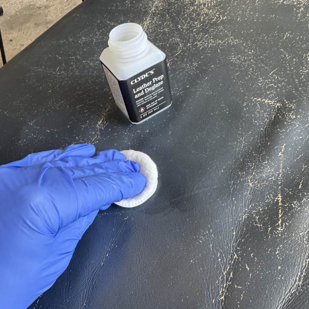 Using the leather deglazer.