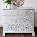 After photo of 3 drawer maple dresser used in this DIY furniture applique makeover.