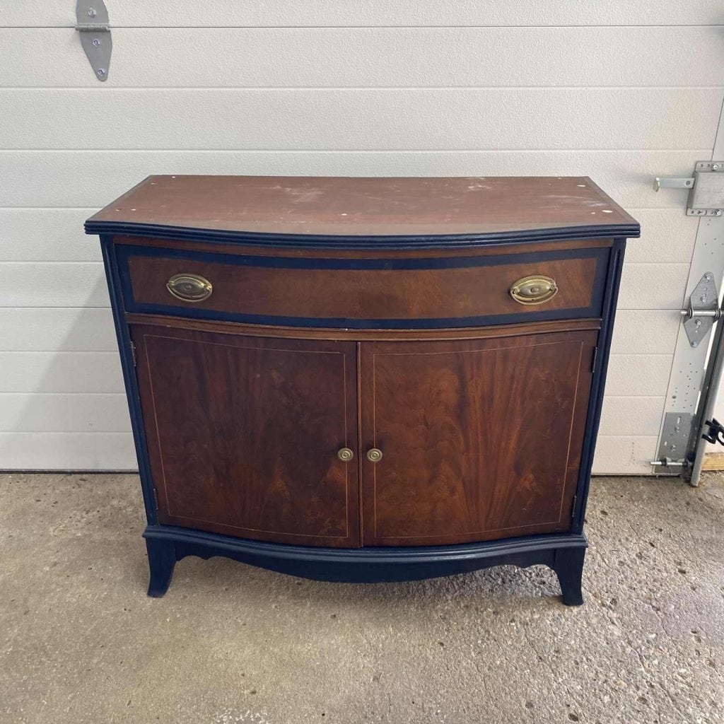 Before photo of small hepplewhite cabinet