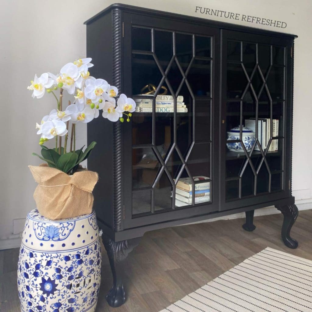 After photo of library cabinet painted black