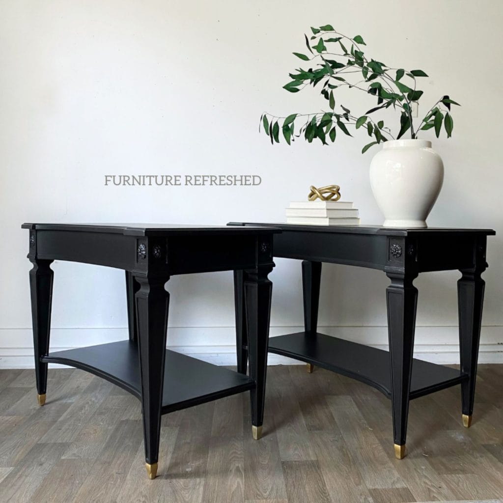 After photo of French side tables painted black