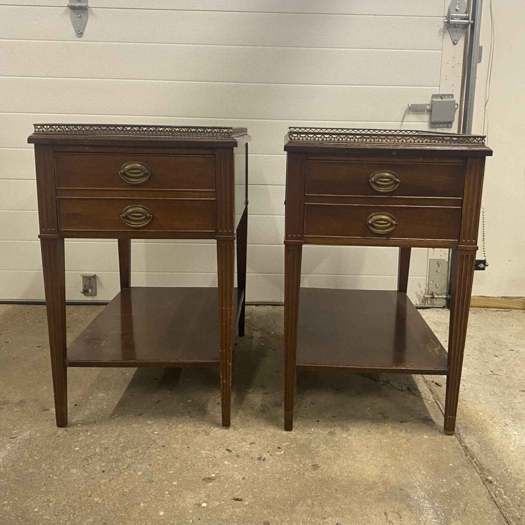 before photo of Hepplewhite side tables