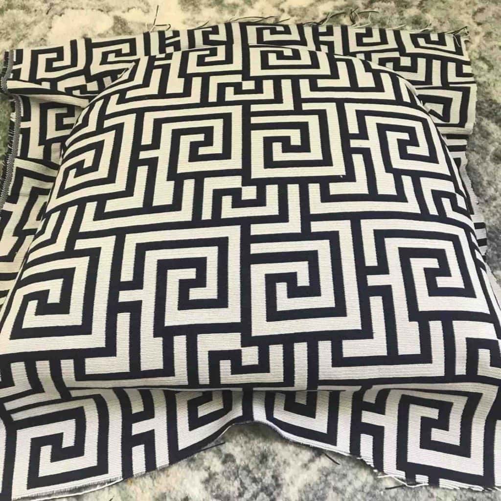 New fabric draped over the cushion.