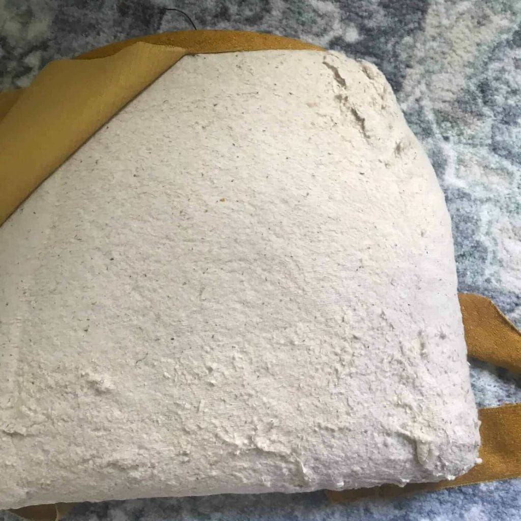 Topside of cushion with fabric removed.