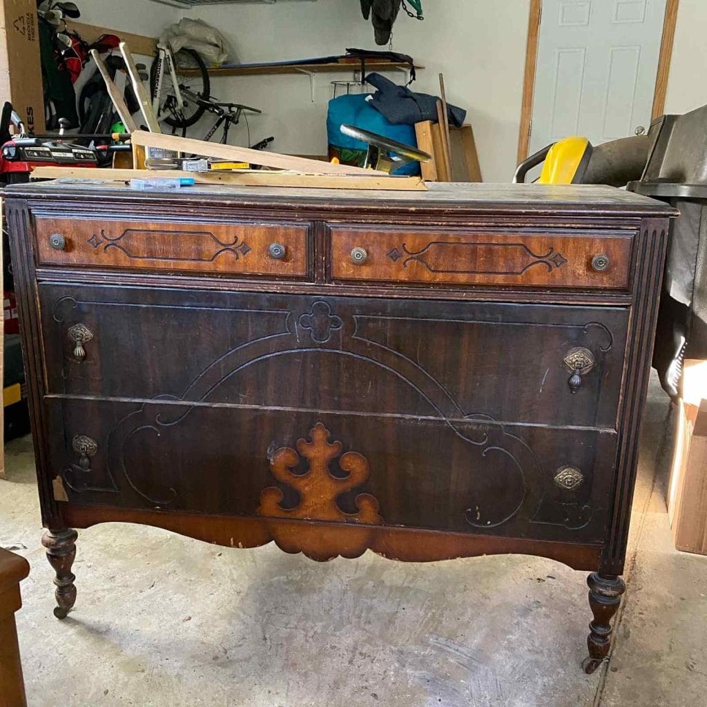 Before photo of old dresser.