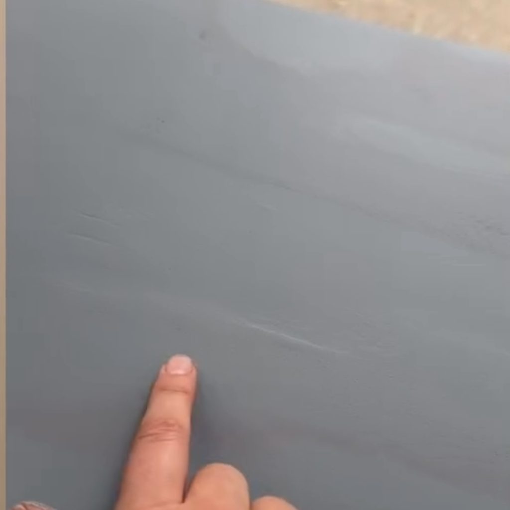 Close up of primed area after wood fillers were used.
