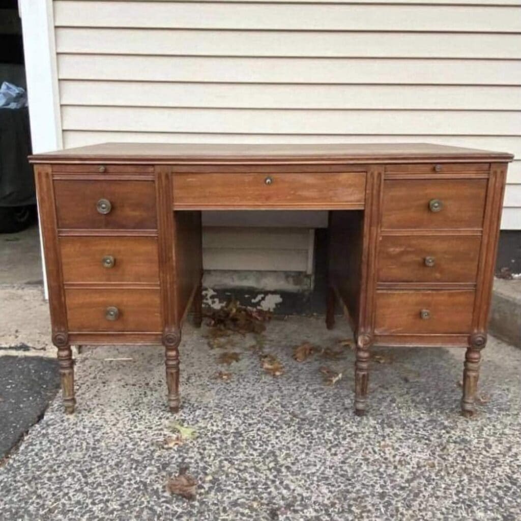before photo of large wooden desk