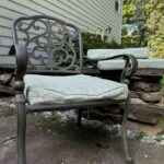 Before photo of old worn out patio chair cushion.