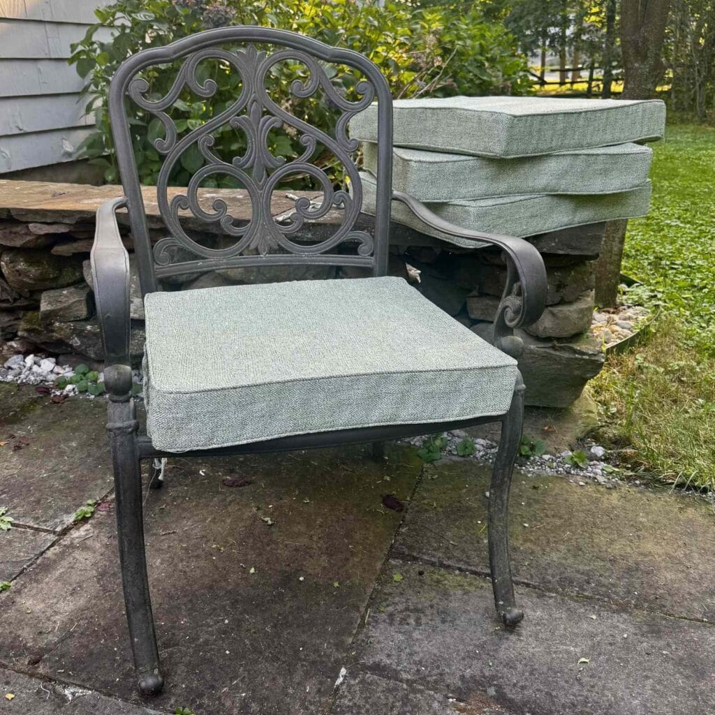 After photo of patio chair cushion with a new foam insert.