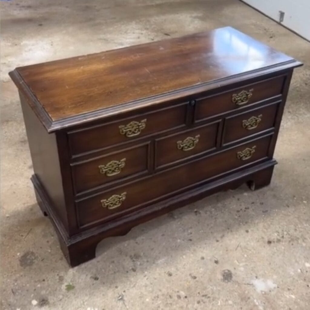 Before photo of cedar chest.