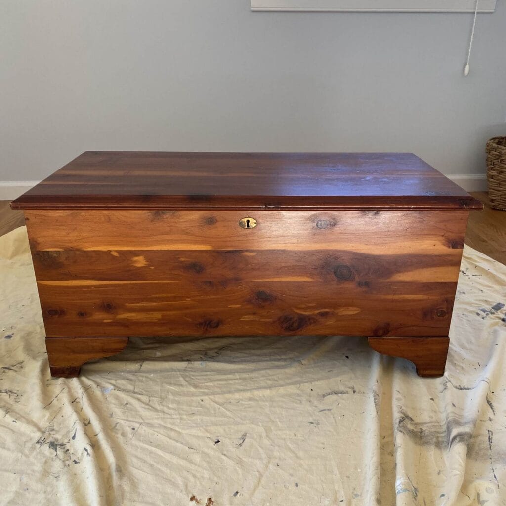 Before photo of cedar chest.