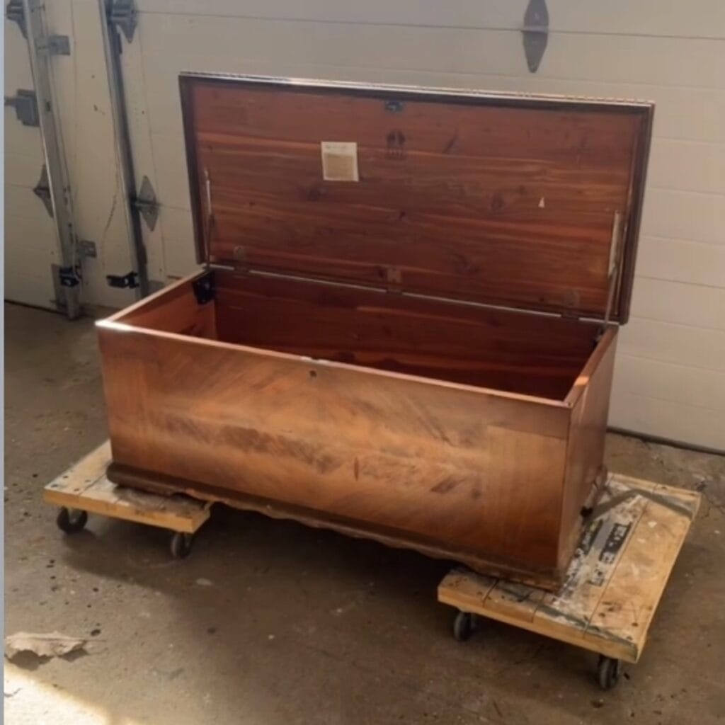 Cedar chest before photo.