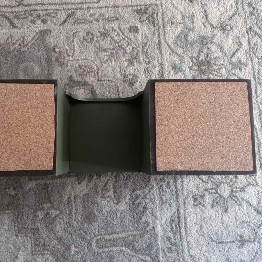 bottom of the secretary insert lined with cork