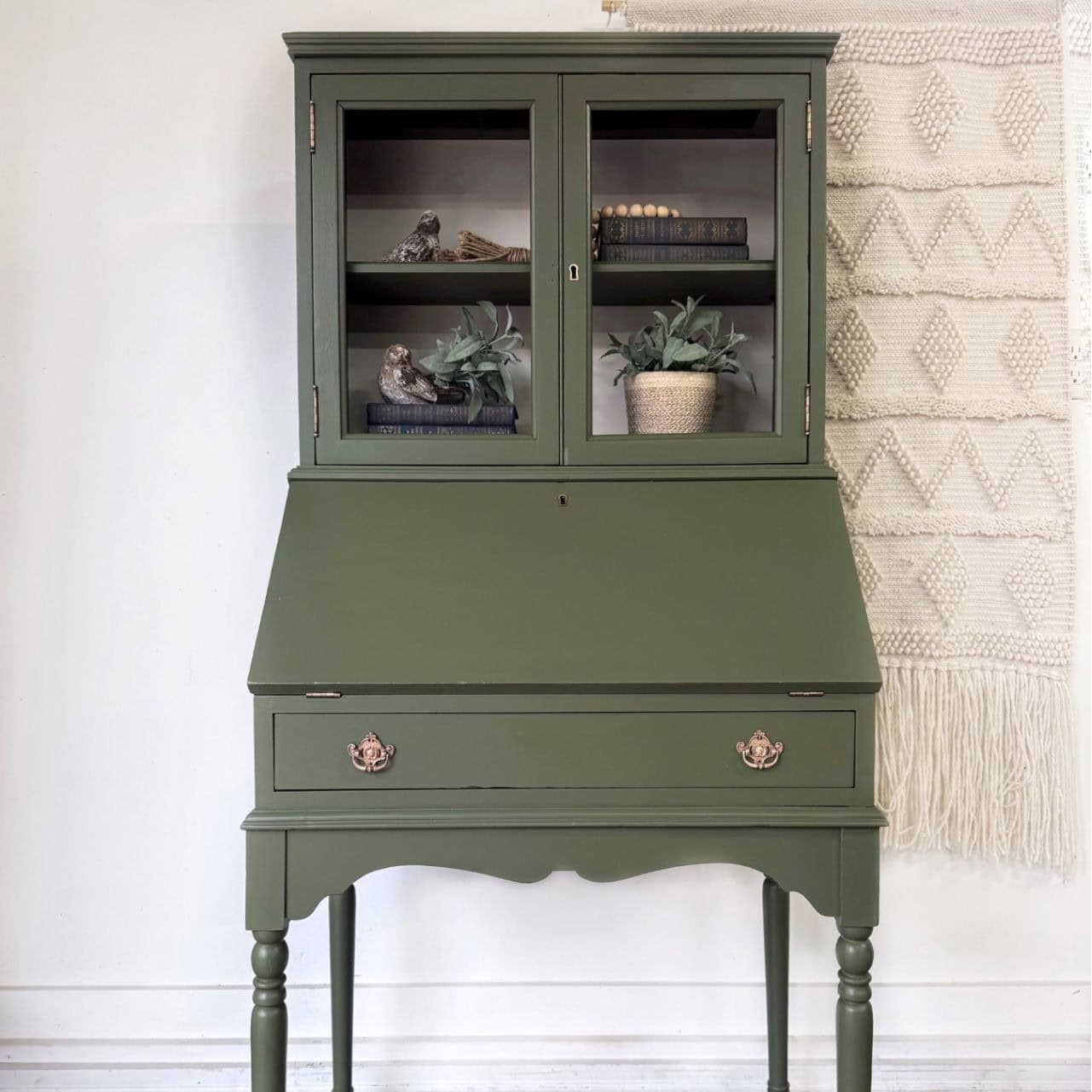 After photo of secretary desk painted green.