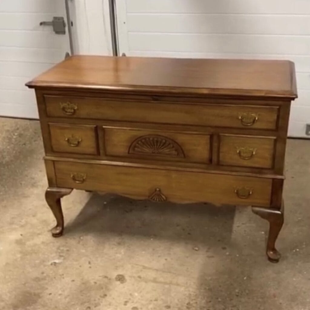 Queen Anne Style cedar chest before photo.