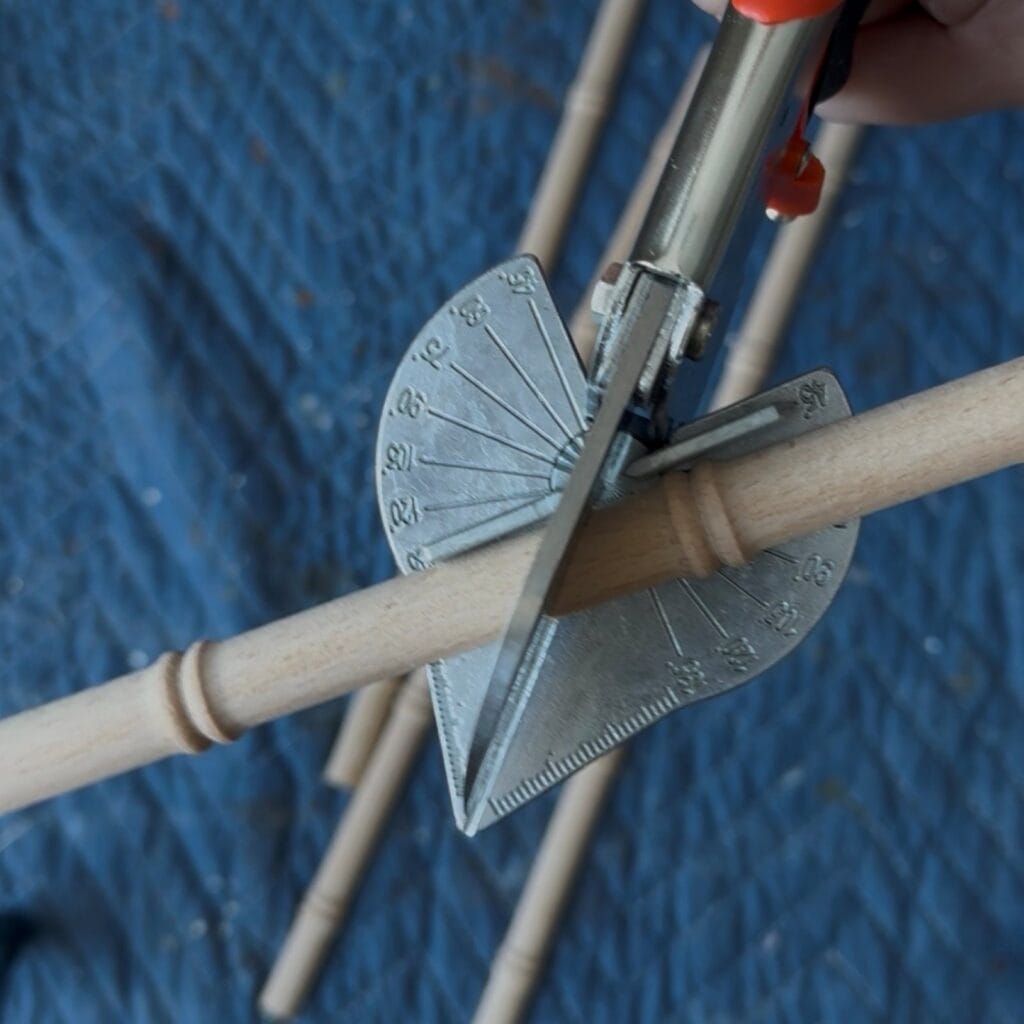 Cutting the bamboo trim
