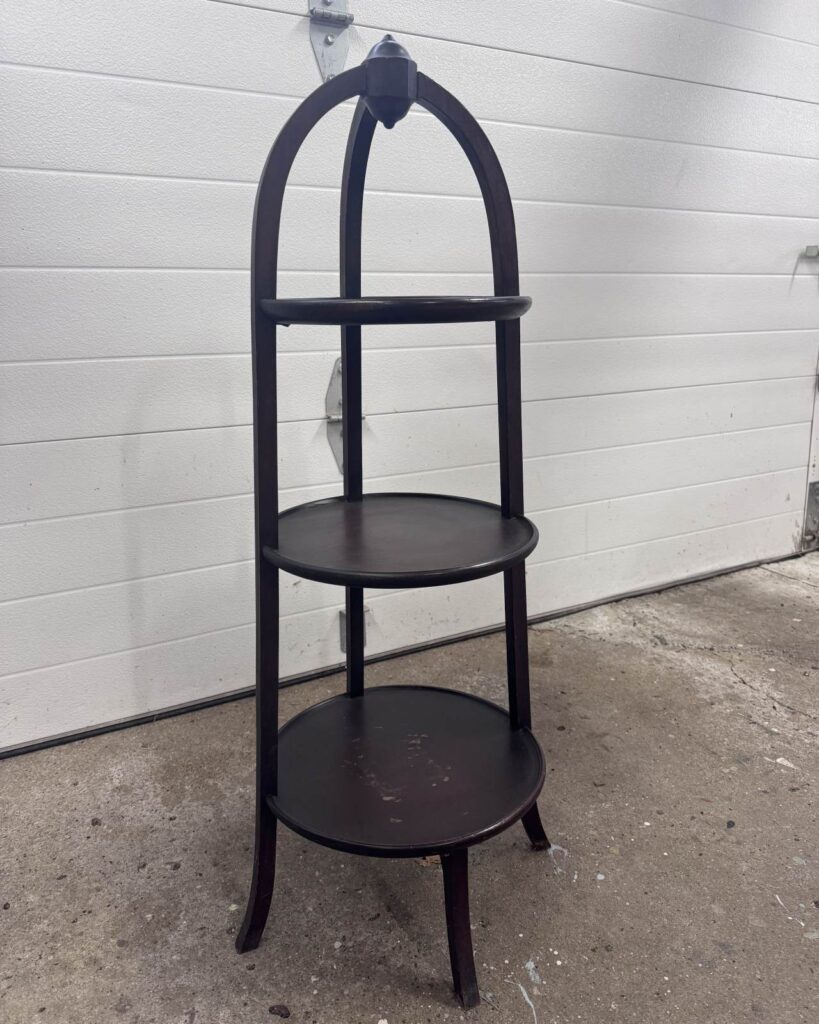 Before photo of plant stand used in this makeover.